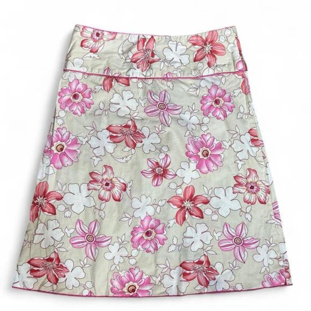 Vintage Y2K Floral Hibiscus Mini‎ Skirt Size 3 Hawaiian Tropical Coconut Girl
